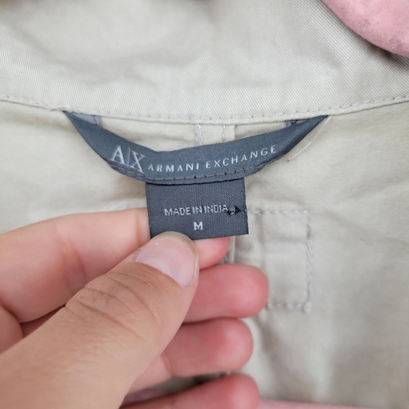 Armani exchange cotton self tie belted utility jacket M khaki tan - Picture 2 of 5